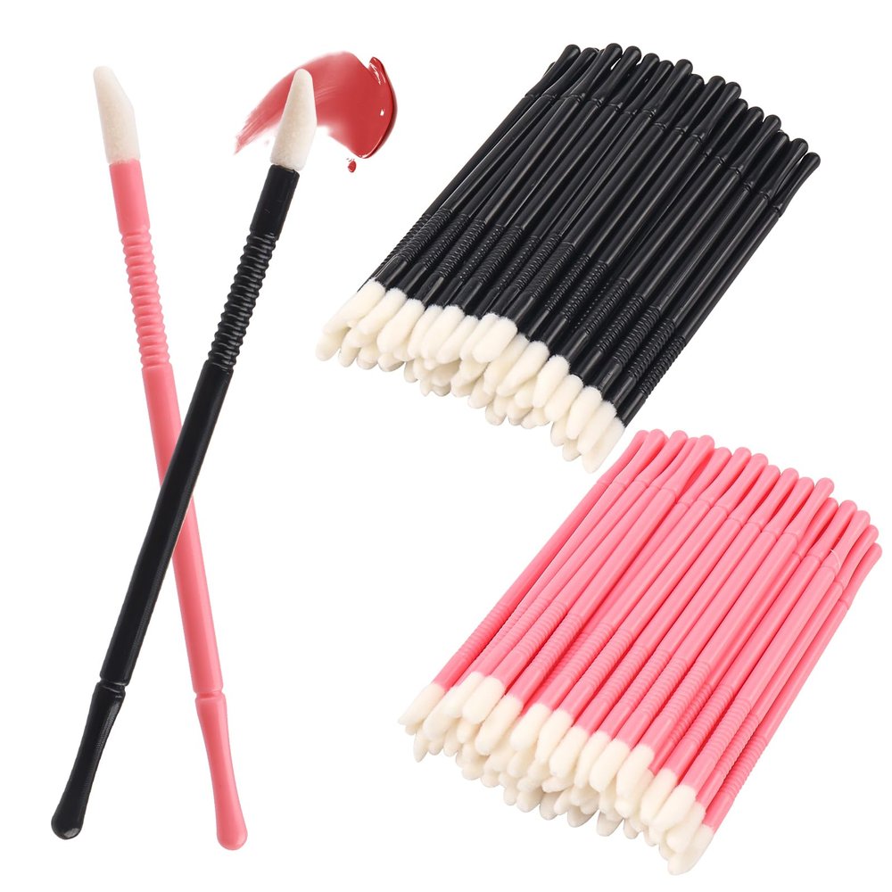 100 Pieces Disposable Lip Brushes Premium Lipstick Gloss Wands Applicator Makeup Tool Kits (Mixed 2 color)