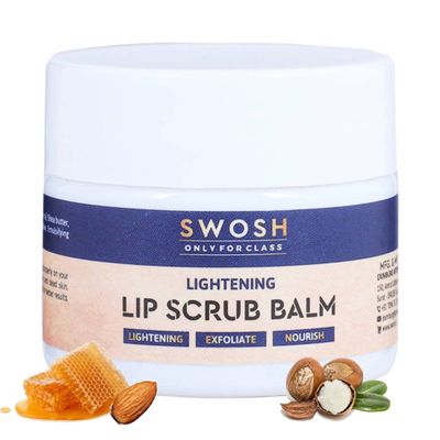 SWOSH Lip Scrub Balm 20g | Exfoliates Dry, Chapped Lips | Moisturizing Lip Care with Natural Oils | Lip Brightening & Softening Balm | Gentle Lip Exfoliator for Women and Men | Lip Treatment