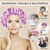 4 PCS Shower Caps for Women, Printing Bath Caps, Double Layers Shower Cap Reusable Waterproof, Bathing Shower Caps, Environmental Protection Hair Bath Hat - Flower B view 2