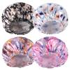 4 PCS Shower Caps for Women, Printing Bath Caps, Double Layers Shower Cap Reusable Waterproof, Bathing Shower Caps, Environmental Protection Hair Bath Hat - Flower C view 1