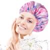 4 PCS Shower Caps for Women, Printing Bath Caps, Double Layers Shower Cap Reusable Waterproof, Bathing Shower Caps, Environmental Protection Hair Bath Hat - Flower C view 2