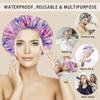 4 PCS Shower Caps for Women, Printing Bath Caps, Double Layers Shower Cap Reusable Waterproof, Bathing Shower Caps, Environmental Protection Hair Bath Hat - Flower C view 3