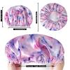 4 PCS Shower Caps for Women, Printing Bath Caps, Double Layers Shower Cap Reusable Waterproof, Bathing Shower Caps, Environmental Protection Hair Bath Hat - Flower C view 4
