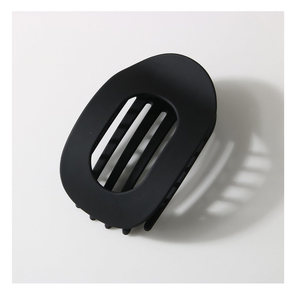 12 Pcs Flat Claw Clips for Women - 3.74 Inch Solid Color Hair Clips Accessories, Ideal for Thick & Thin Hair - Stylish Ellipse & Pointed-nose Designs (Black)