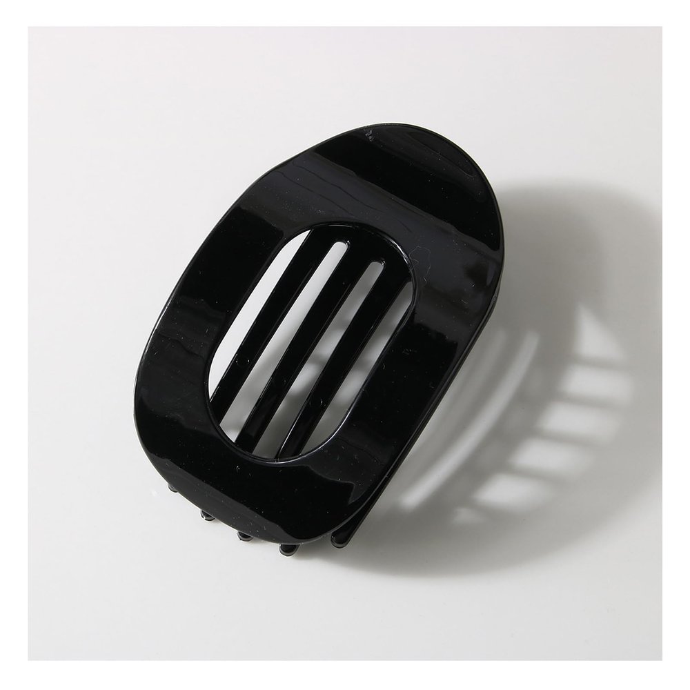 12 Pcs Flat Claw Clips for Women - 3.74 Inch Solid Color Hair Clips Accessories, Ideal for Thick & Thin Hair - Stylish Ellipse & Pointed-nose Designs (Black1)