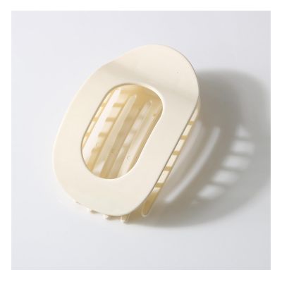 12 Pcs Flat Claw Clips for Women - 3.74 Inch Solid Color Hair Clips Accessories, Ideal for Thick & Thin Hair - Stylish Ellipse & Pointed-nose Designs (Off White)