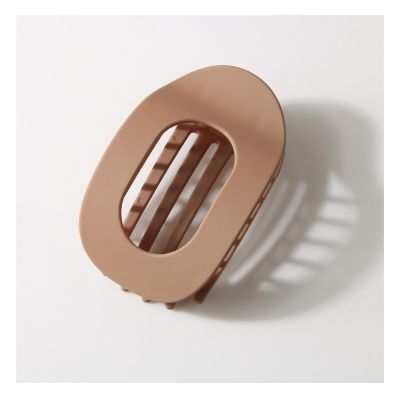 12 Pcs Flat Claw Clips for Women - 3.74 Inch Solid Color Hair Clips Accessories, Ideal for Thick & Thin Hair - Stylish Ellipse & Pointed-nose Designs (Khaki)