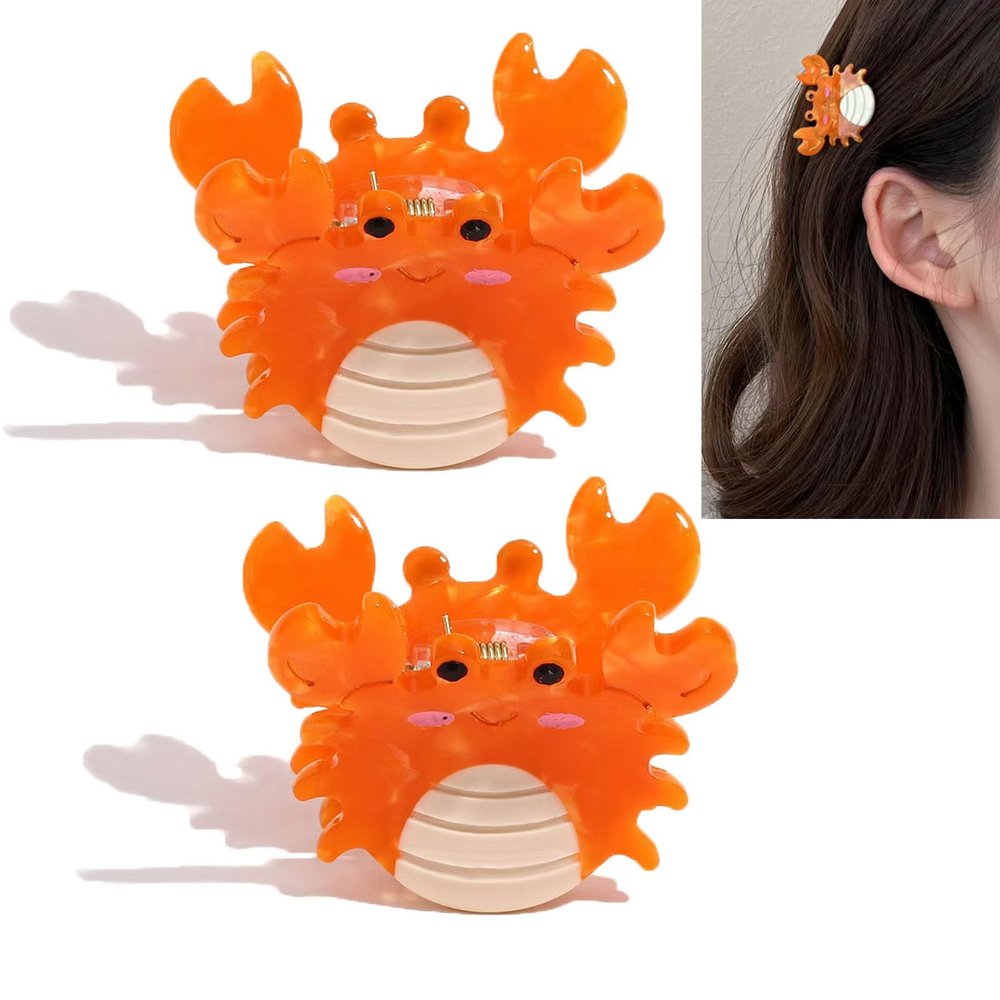 3PCS Mini Crab Claw Clips,Crab Bangs Hair Clips,Animal Shape Hair Claw Clips,Acetate Hair Clips for Girls,Small Sides Claw Barrettes for Women (Crab)