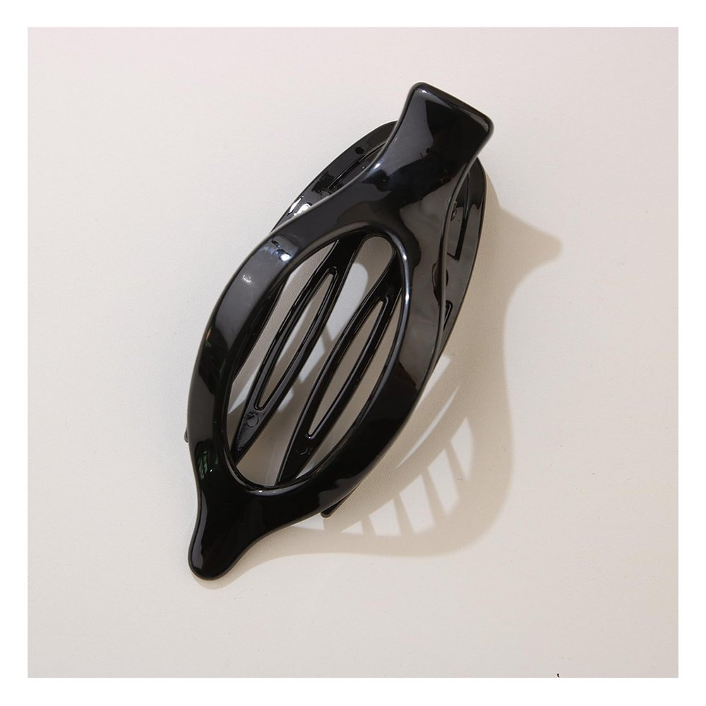 12 Pcs Flat Claw Clips for Women - 3.74 Inch Solid Color Hair Clips Accessories, Ideal for Thick & Thin Hair - Stylish Ellipse & Pointed-nose Designs (Black2)