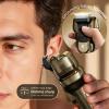 PongTHUMB Electric Razor for Men Face: Rechargeable Foil Shaver with Push-Up Trimmer - Cordless Wet/Dry/Anti-Slip Waterproof Shavers with LED Display - Metal Handheld Design Gold view 4