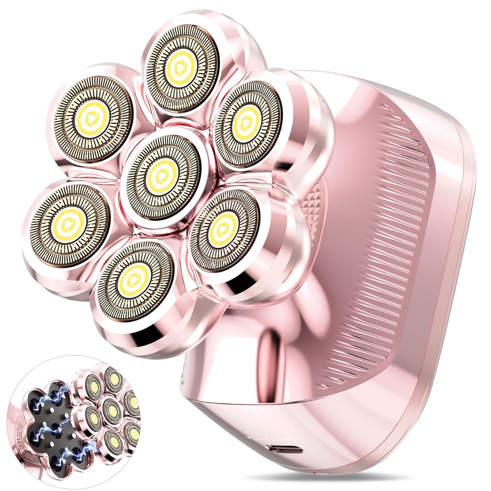 HEBECA 7D Electric Shaver for Women  Upgraded Electric Razor for Women with Rotary Floating Magnetic Head, Detachable and Waterproof, Painless Hair Remover for Legs, Bikini, Face, Sensitive Skin