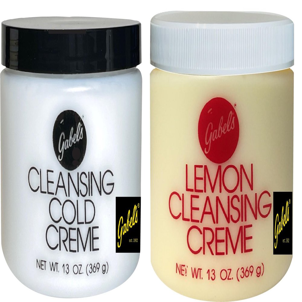 Gabels Old School Skin Cleansing Cold Creme (White) and Lemon Skin Cleansing Creme (Yellow) Each 13oz. (Oil Base) Authentic Manufacturer Direct has Protection Seal Logo in Black Label.