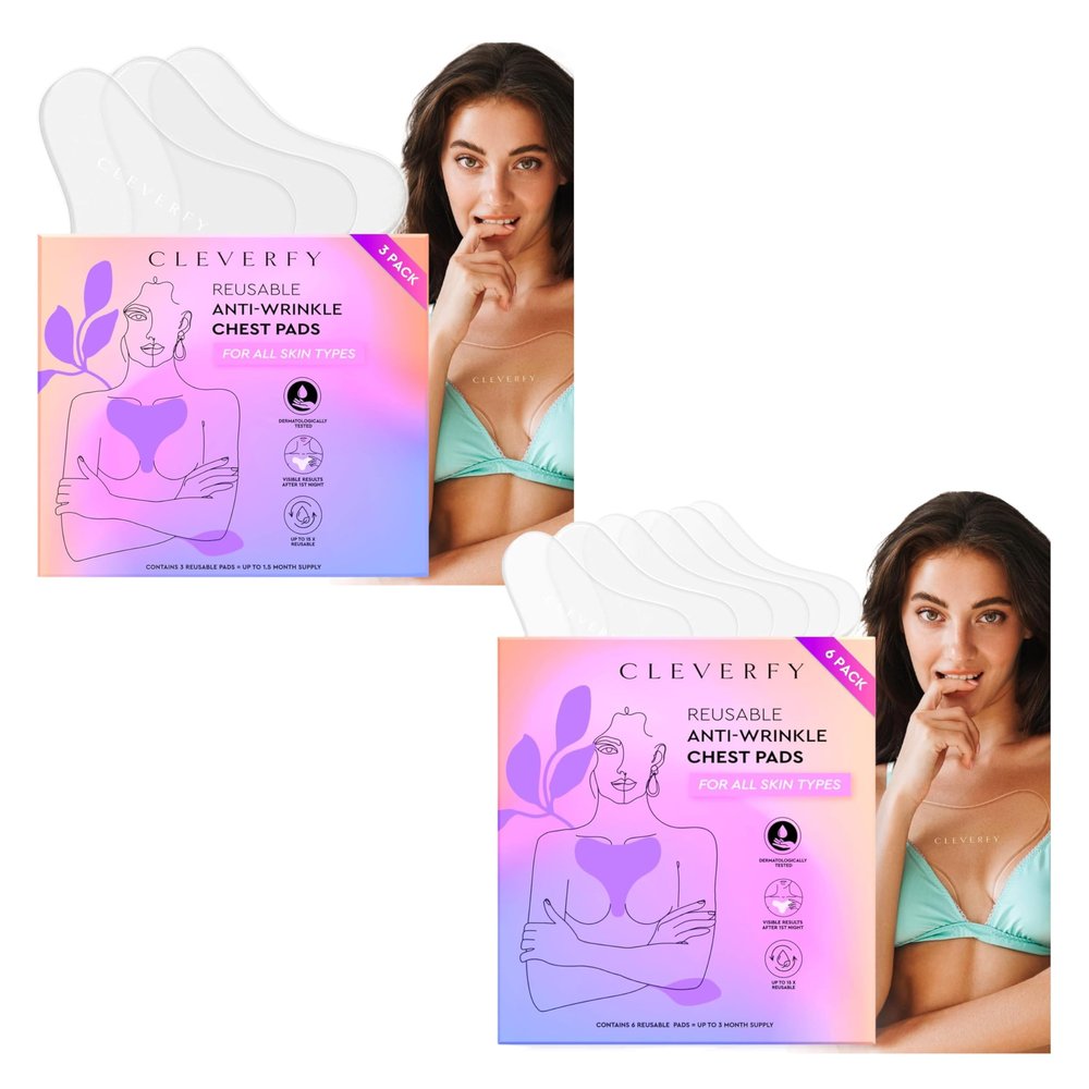 CLEVERFY Silicone Chest Wrinkle Pads for Dcollet - 3 x 6 T-Shape