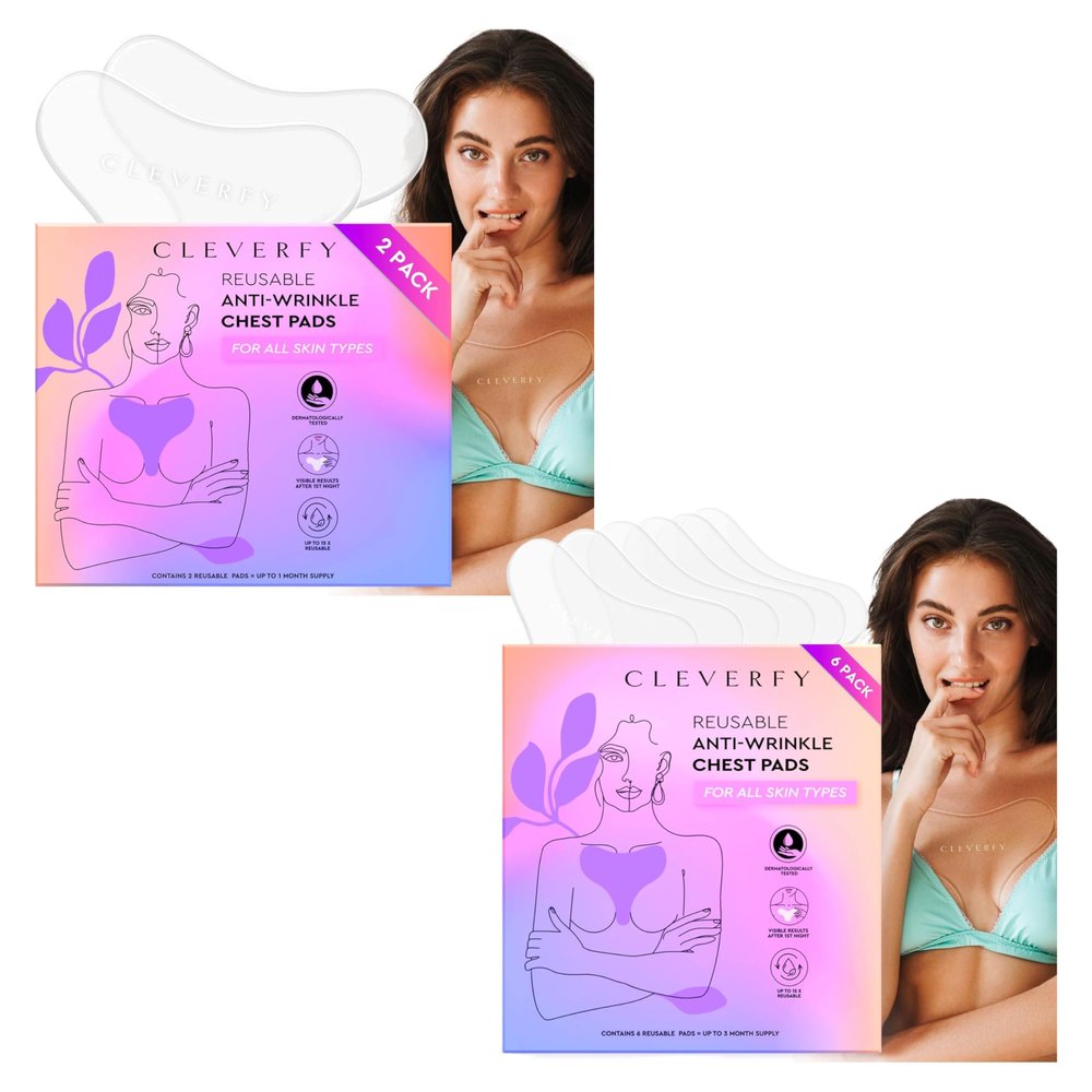 CLEVERFY Silicone Chest Wrinkle Pads for Dcollet - 2 x 6 T-Shape