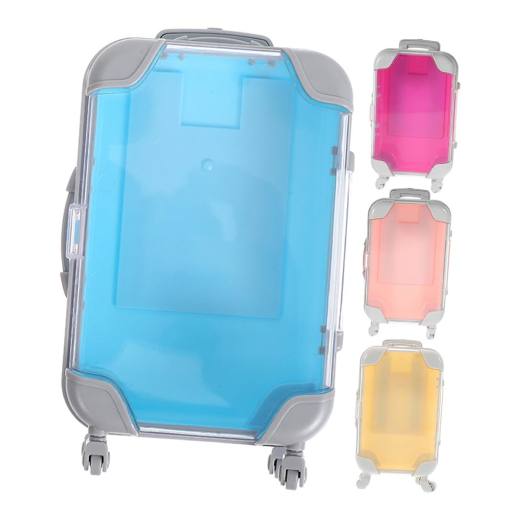 Didiseaon 4pcs Mini False Eyelashes Boxes Clear Portable Small Suitcase Holder Lightweight Makeup Case Wheels Travel Cosmetic Organizer for Women
