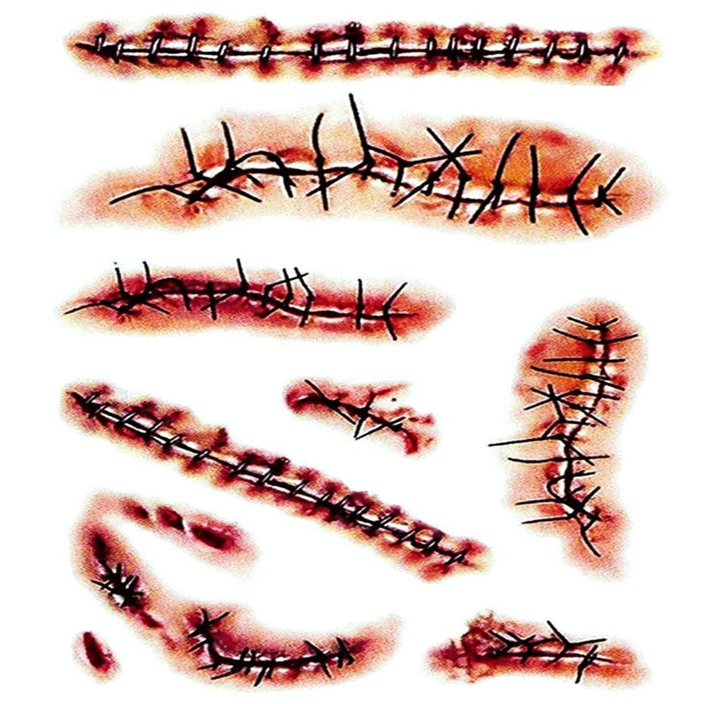 10 Sheets Chucky Costume Halloween Temporary Tattoos Realistic Temporary Tattoos Stickers Scars Tattoos for Zombie Costume Halloween Parties Party Favor Party Supplies