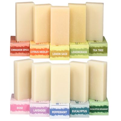 Adams Handmade Soap Variety Pack  10 Bar Set: Tea Tree, Peppermint, Rose, Lavender, Citrus, Herbal & Floral Scents | Vegan, Cold Process, 84% Organic, Fair Trade, USA Made