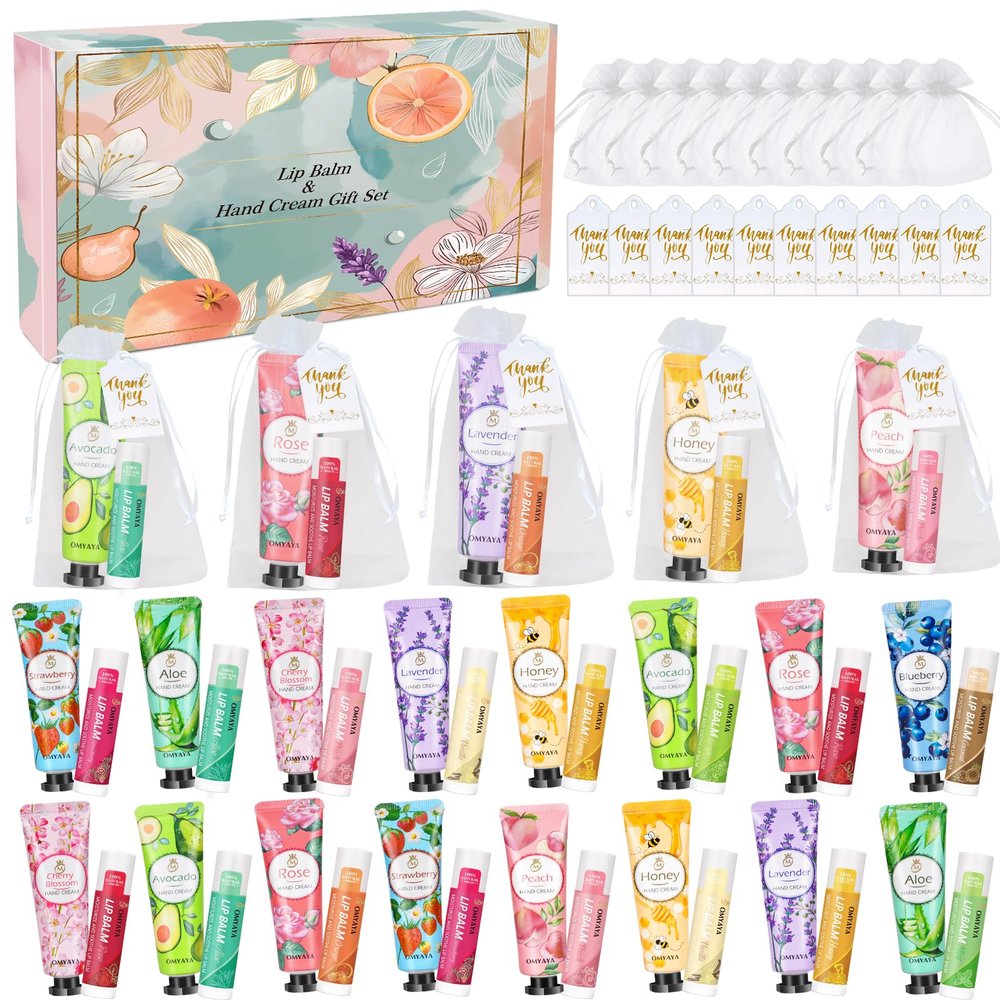 120 Pack Bulk Gifts For Women,Christmas Stocking Stuffers Gifts Set for Coworker,Mini Hand Cream Bulk, Lip Balm Set,Travel Size Hand Lotion,Thank You Gifts for Coworkers