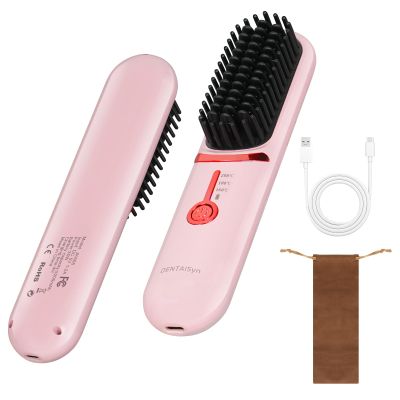 Cordless Hair Straightener Brush - Portable Hair Brush for Travel - 30s Fast Heating - Portable Straightening Brush for Travel, Mini Hot Straightening Comb for Women