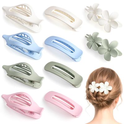 10 Pcs Flat Hair Claw Clips for Women, 3 Styles Non-Slip French Matte Claw Clips for Long Thin Thick Curly Hair, Large Strong Hold Claw Clips for Thick Hair