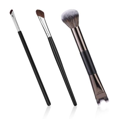 3pcs Sculpting Dual-End Nose Brush, Black U-Shaped 2-in-1 Noses Contour Brushes Angled Makeup Brush Nose Double Ended Shadow Shaper for Sculpting Highlighting Defining