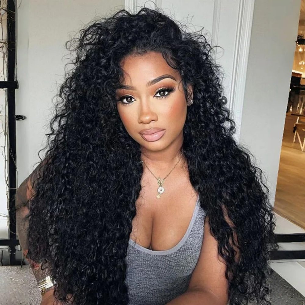100% Real Human Hair Water Wave Half Wigs Human Hair 200% Density 3 In 1 Half Wig With Drawstring Seamless Clip Ins Flip Over Glueless Wigs Human Hair For Black Women No Lace Curly Half Wigs 24 Inch