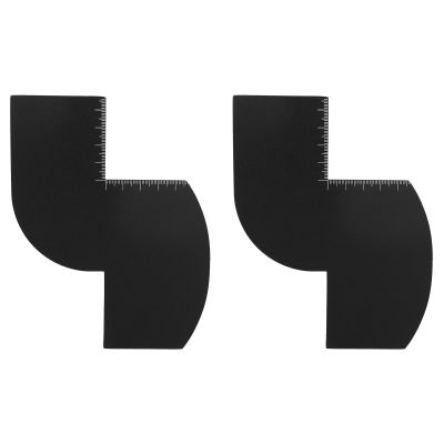 2pcs Color Enhancement Barber Cards, Black Enhancement Card Spray Shaper Card Lineup Tool Supplies Accessories for Barbers with Measurement Indicators for Men Hairline and Beard Shaping (S Shape)