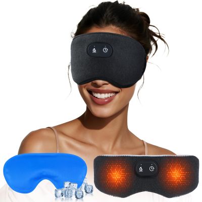 Detachable Heated Eye Mask, Cordless Eye Mask for Dry Eyes & Puffiness, Algae Fiber Ultra-Soft Nose Bridge Light-Block for Deeper Sleep  Graphene Layer Warm Compress & Cold Pack,Travel Essentials