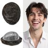 ApexToupees Hair System for Men Hairpiece Human Hair Mens Toupee 0.10mm Poly Skin Hair Replacement Systems for Men Protesis Capilar 5X7-120% density #2 Darkest Brown view 1