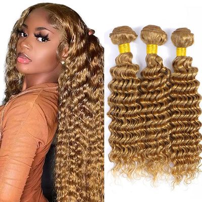Color #27 Bundle Honey Blonde Deep Wave Human Hair Bundles 22 22 22 Inch Color #27 Pineapple Deep Wave Bundles Human Hair Blonde Bundle