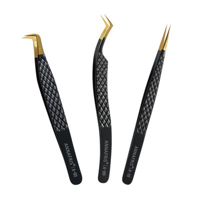 ANNAFRIS Lash Tweezers for Eyelash Extensions,Precision Fiber Tip for Volume Eyelash Extensions,Lash Extension Tweezers for Easy Application and Removal-A03+09+10