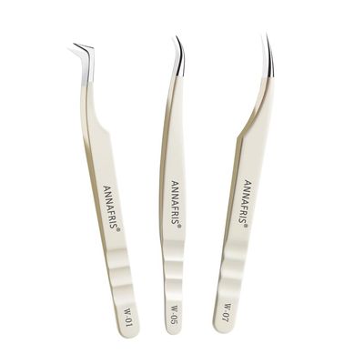 ANNAFRIS Lash Tweezers for Eyelash Extensions,Stainless Steel Lash Extension Tweezers for Easy Application and Removal-W01+05+07