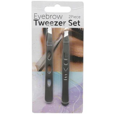 2-Pack Slanted Hair Removal Tweezers Eyebrow Shaping for Men and Women