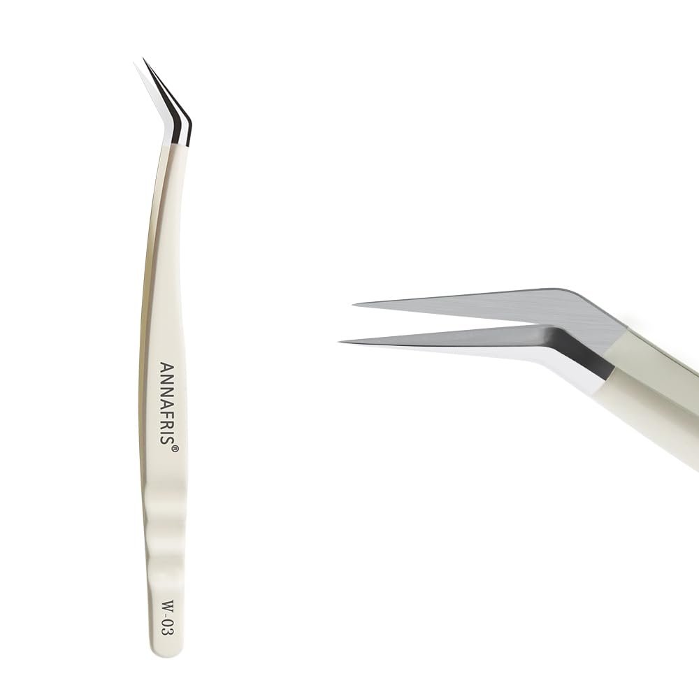 ANNAFRIS Lash Tweezers for Eyelash Extensions,Stainless Steel Lash Extension Tweezers for Easy Application and Removal-W03