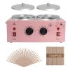 Wax Warmer Double Pot, Professional Electric Heater for Facial, Body, Spa, and Salon, 1.2L Dual Adjustable Temperature with 100 Wooden Craft Sticks, Hair Removal (Pink) view 1