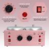 Wax Warmer Double Pot, Professional Electric Heater for Facial, Body, Spa, and Salon, 1.2L Dual Adjustable Temperature with 100 Wooden Craft Sticks, Hair Removal (Pink) view 3