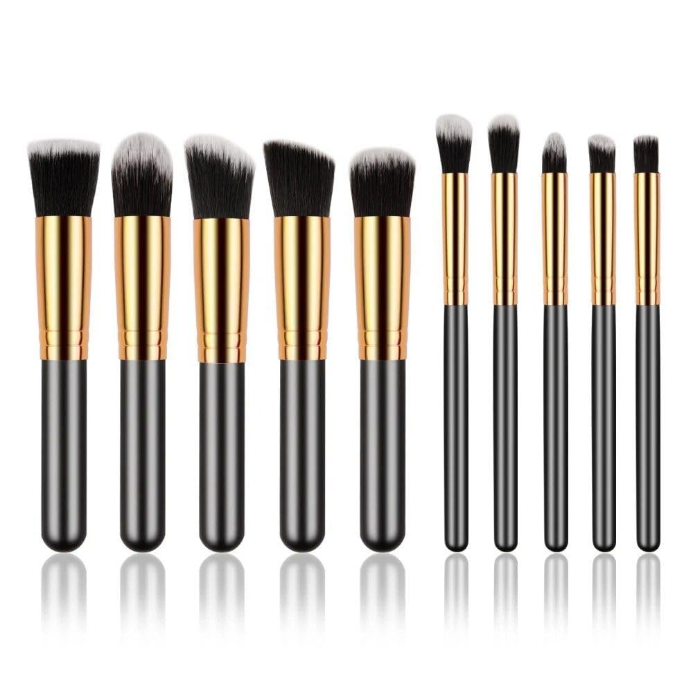 10-Piece Premium Makeup Brush Set Black Gold