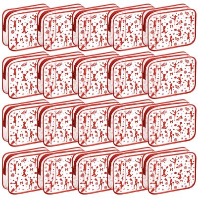 Shinylin 20 Pcs Cheer PVC Makeup Bag Cheer Teams Gifts Clear Makeup Case Cheerleader Teams Gifts Toiletry Zipper Pouch for Cheerleading Teammates Party Supplies,7.9 x 5.9 x 2.4''(Red)