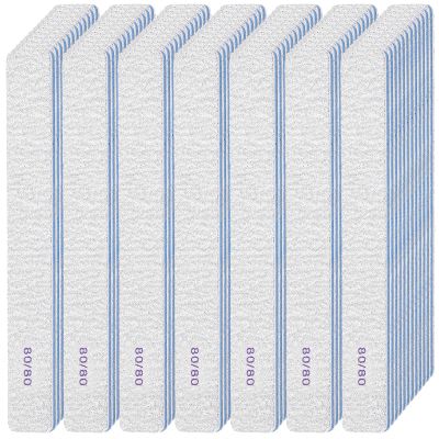 100 Pcs 80/80 Grit Nail Files Bulk, Coarse Emery Boards for Acrylic Nails and Gel Nails, Nail File Double Sided 80 Grits Reusable Professional Nail Filers Pack Manicure Gray