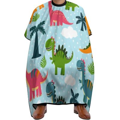 Men's Professional Hair Cutting Cape with Adjustable Closure Barber Cape Cute Funny Cartoon Dinosaurs Sky Blue