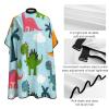 Men's Professional Hair Cutting Cape with Adjustable Closure Barber Cape Cute Funny Cartoon Dinosaurs Sky Blue view 4