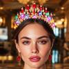 Brishow Light Up Princess Silver Rhinestones Tiaras, Bride Wedding Garden Crowns, Crystal Medieval Hair Piece for Women (Red) view 2