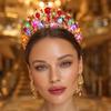 Brishow Light Up Princess Silver Rhinestones Tiaras, Bride Wedding Garden Crowns, Crystal Medieval Hair Piece for Women (Red) view 3