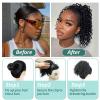 SPIKFN Ponytail Extension Human Hair Curly Ponytail Extension for Black Women Long Afro Puffs Hair Buns Drawstring Ponytail Human Hair (16 Inch #1B Natural Black) view 4