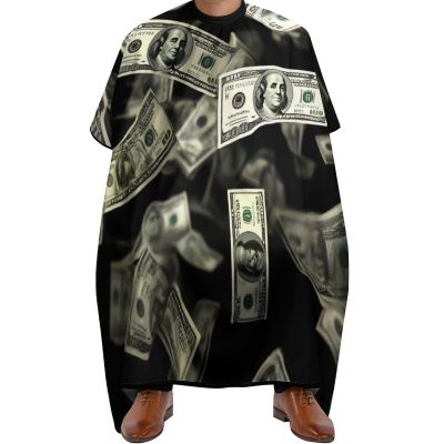 Fashion Salon Barber Cape Professional Hair Cutting Cape with Adjustable Snap Closure Falling Money American Bill Dollars