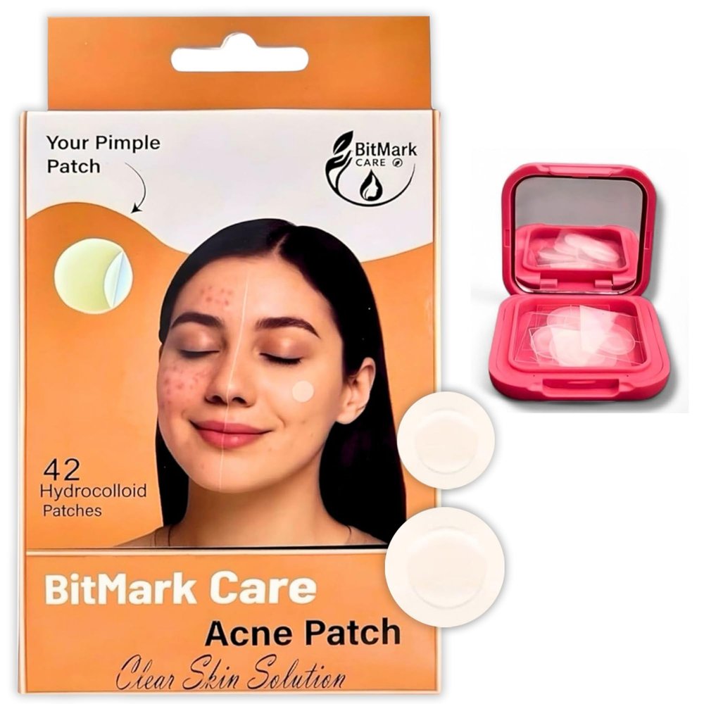 BitMark Care Pimple Patches for face | Hydrocolloid Pimple Patches with Case Mirror  Invisible Acne Patches for covering pimples, Zits & Blemishes | Acne stickers for All Skin (42 Count)