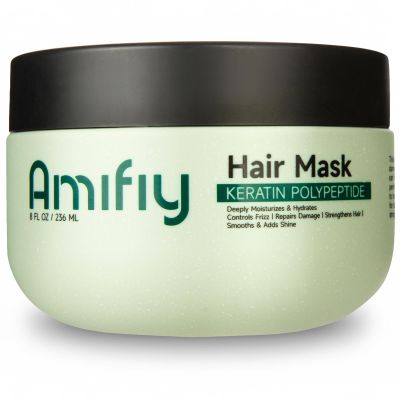 Amifiy Keratin Hair Mask, Multi-care Deep Conditioning Hair Mask for Dry Damaged Hair, Anti-Frizz, Intensive Hydrating & Repairing Deep Conditioner for Strong, Smooth and Silky Hair, 8 Fl Oz