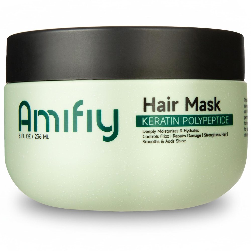 Amifiy Keratin Hair Mask, Multi-care Deep Conditioning Hair Mask for Dry Damaged Hair, Anti-Frizz, Intensive Hydrating & Repairing Deep Conditioner for Strong, Smooth and Silky Hair, 8 Fl Oz