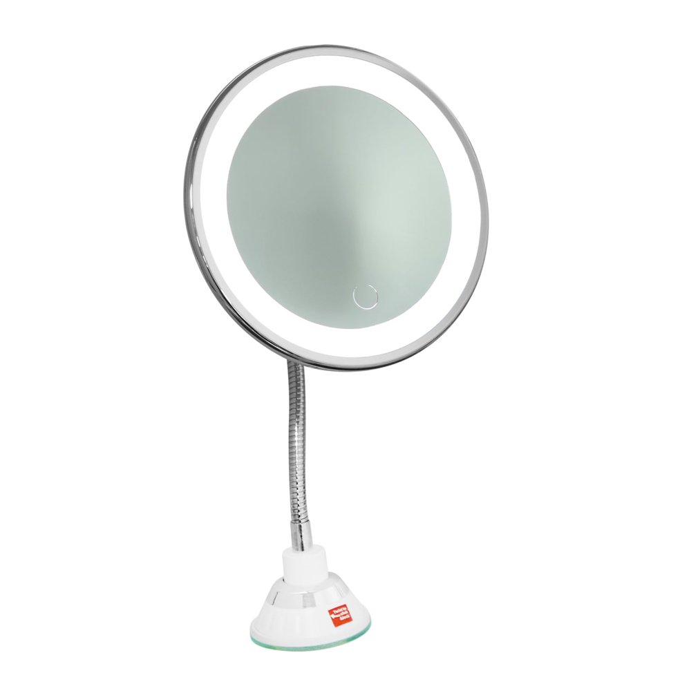 SKISUNO Simple Makeup Mirror with LED Light Magnification USB Rechargeable Touch Control Compact Vanity Mirror for Beauty and Cosmetic Use