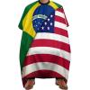 Women's Professional Hair Cutting Cape with Adjustable, Brazil and USA American Grunge Flag Closure Barber Cape view 1